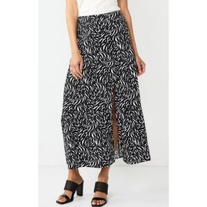 Nine West Crosshatch Tiered Maxi Skirt Black & White Size L